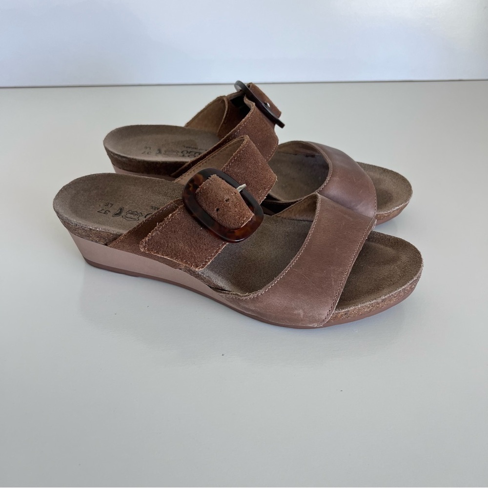 Naot Women’s Kingdom‎ Wedge Slide Sandals EU 37 Oily Bark Nubuck/Brown Suede